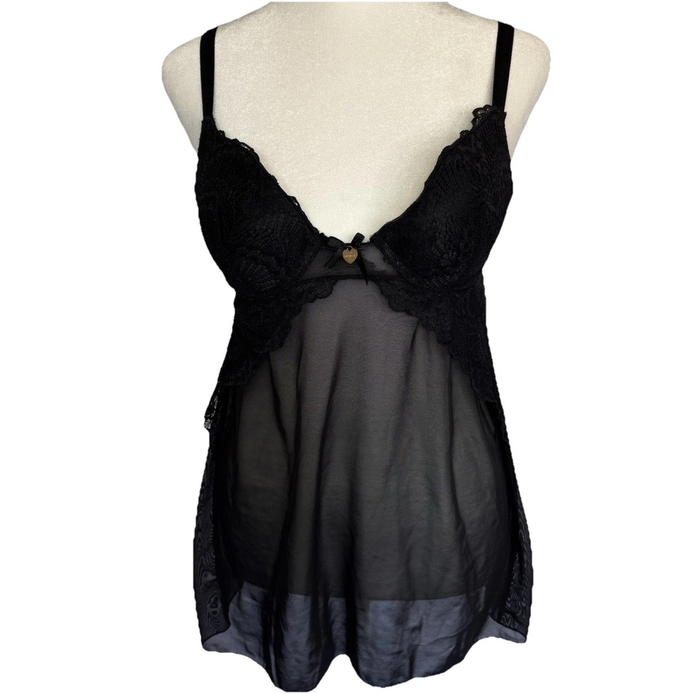 Y2K Babydoll Bra Top Sheer Coquette Goth Fairy Grunge Dark Romantic Going Out S